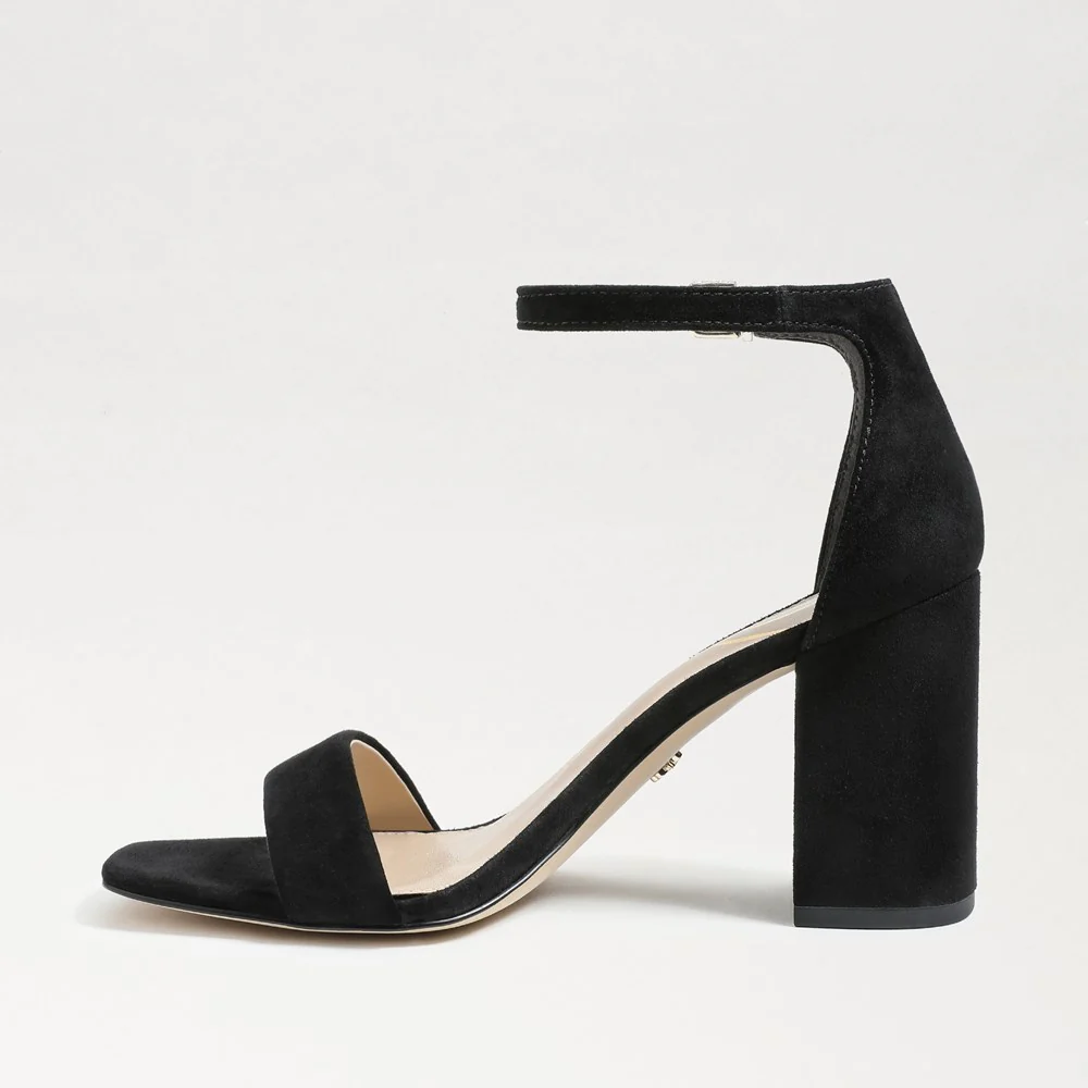 Daniella Block Heel Sandal in Black Suede - Image 4