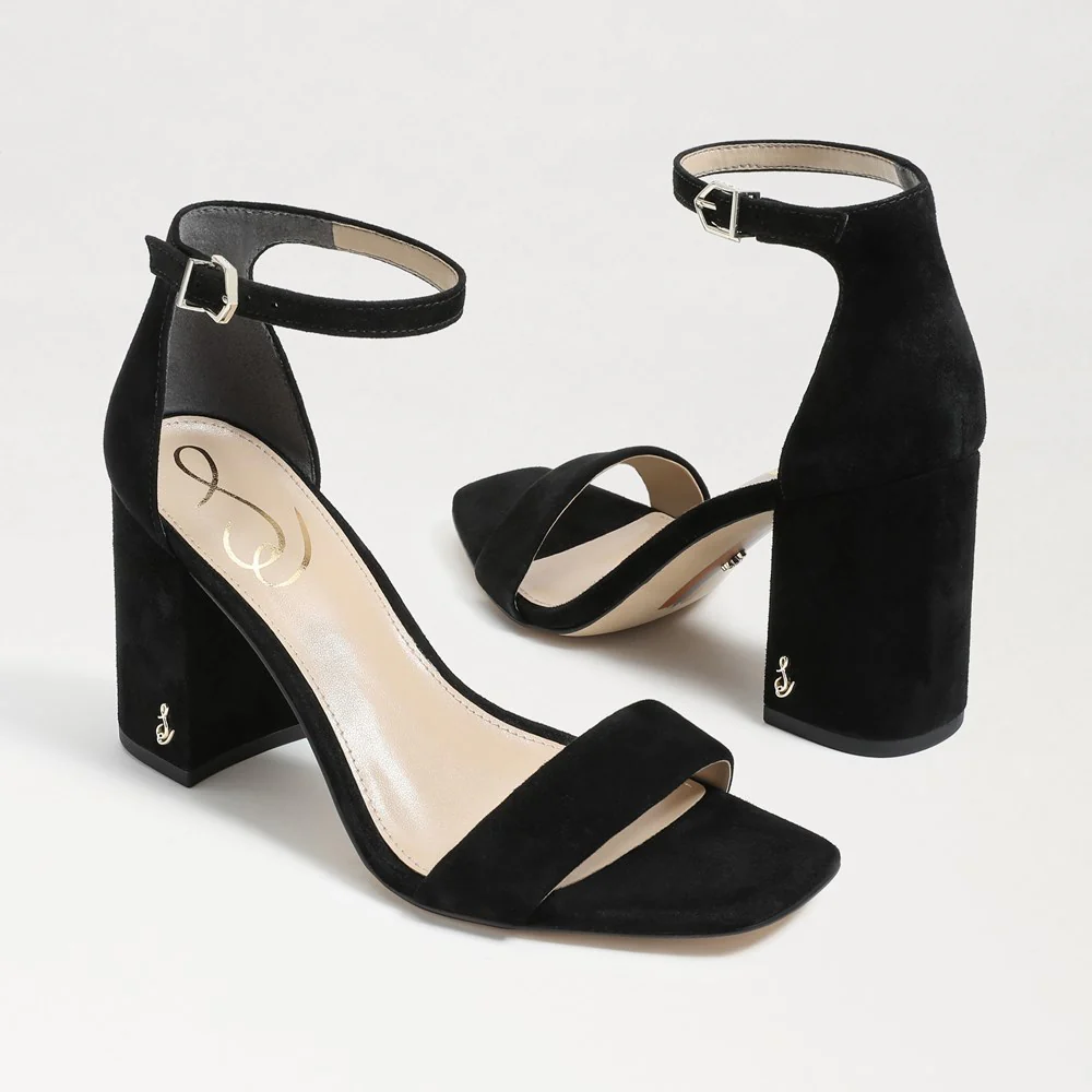 Daniella Block Heel Sandal in Black Suede - Image 7