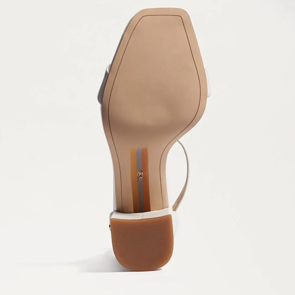 Daniella Block Heel Sandal in Bright White Leather - Image 6