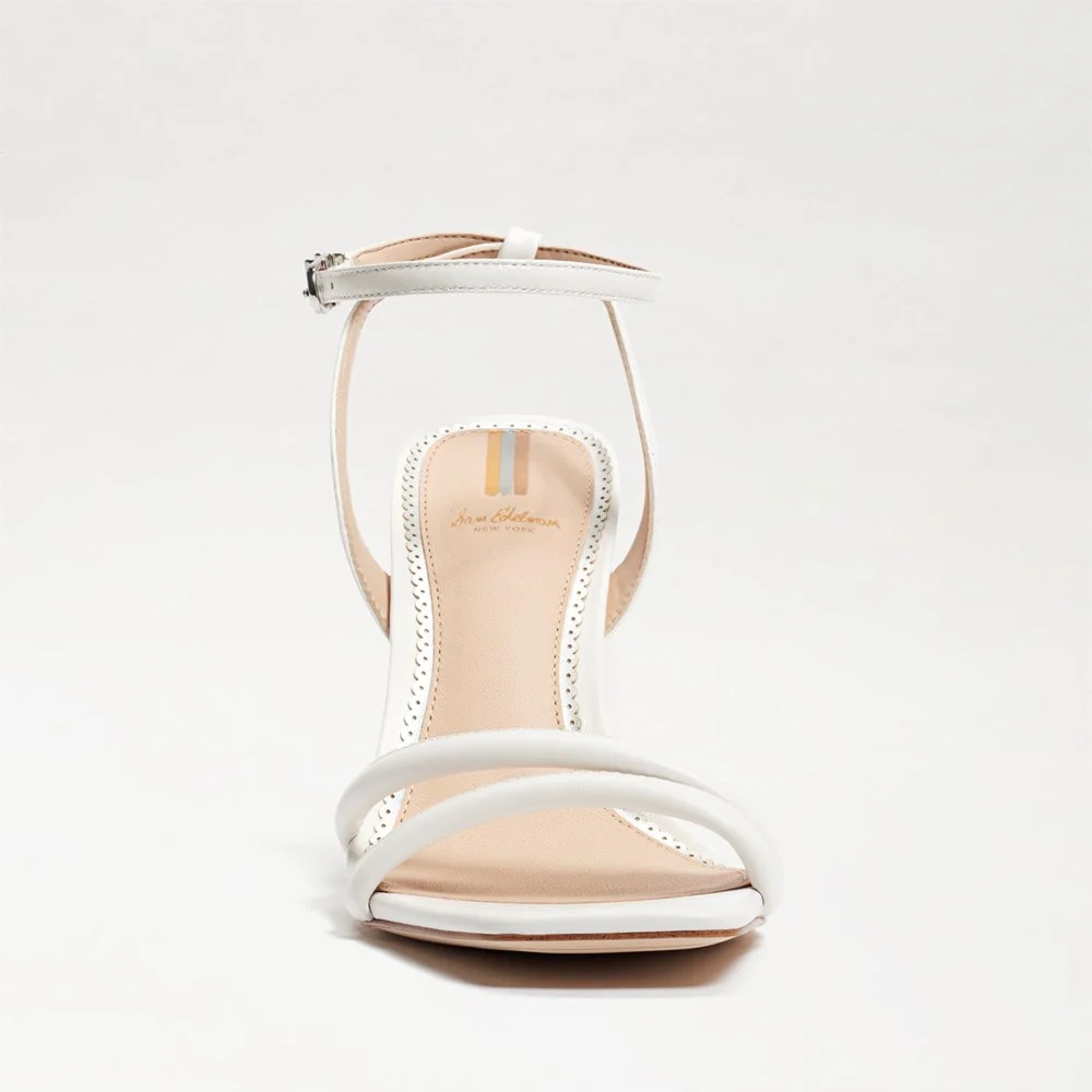 Kia Block Heel Sandal in Bright White Leather - Image 3