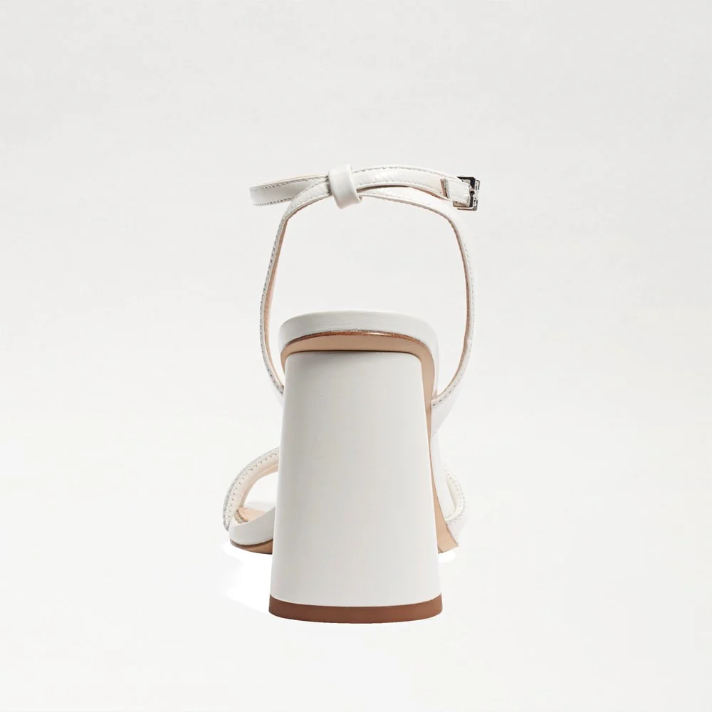 Kia Block Heel Sandal in Bright White Leather - Image 5
