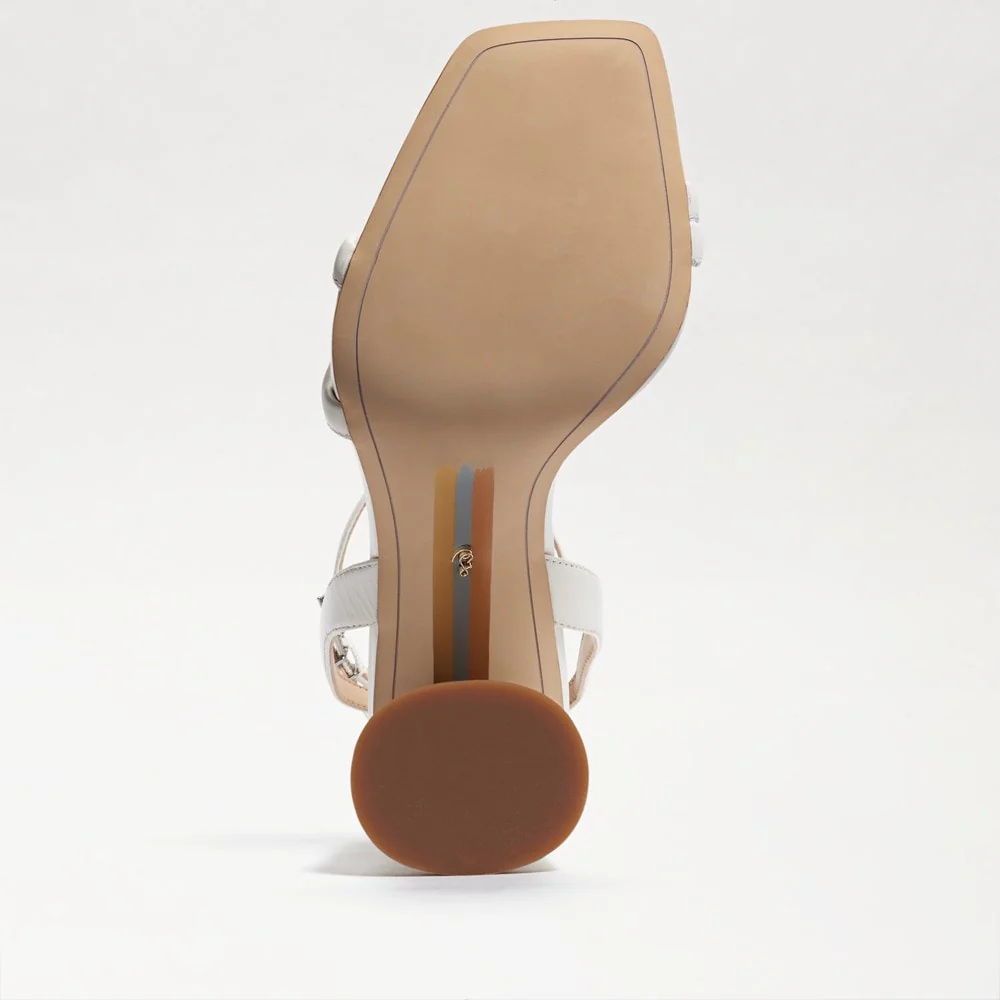 Kia Block Heel Sandal in Bright White Leather - Image 6