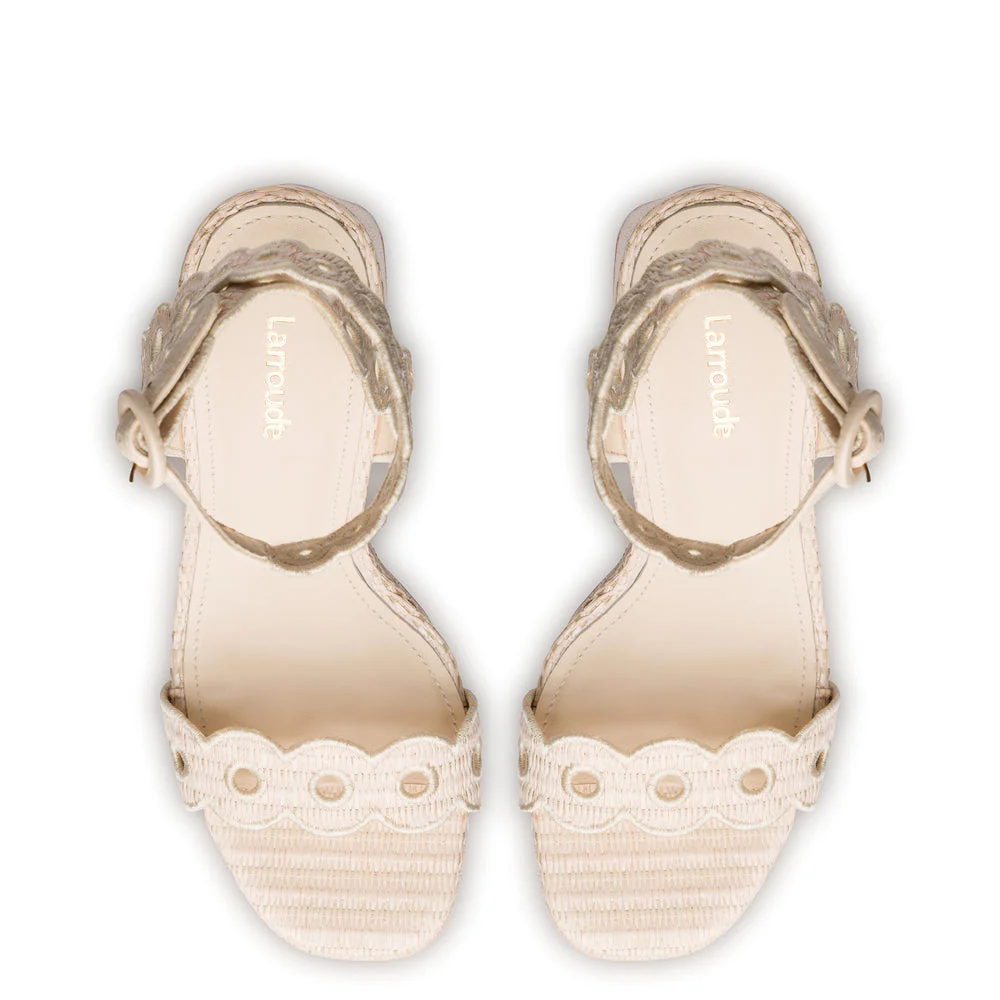 Dolly Broderie Sandal In Natural Raffia - Image 3