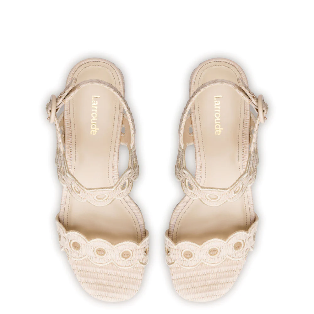 Florence Broderie Sandal In Natural Raffia - Image 3