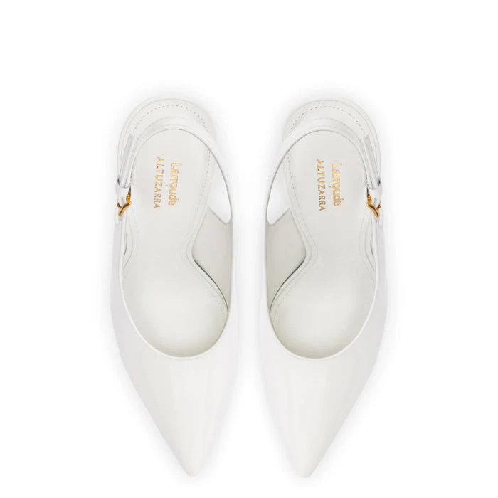 Larroudé x Altuzarra Pump In White Patent Leather - Image 3